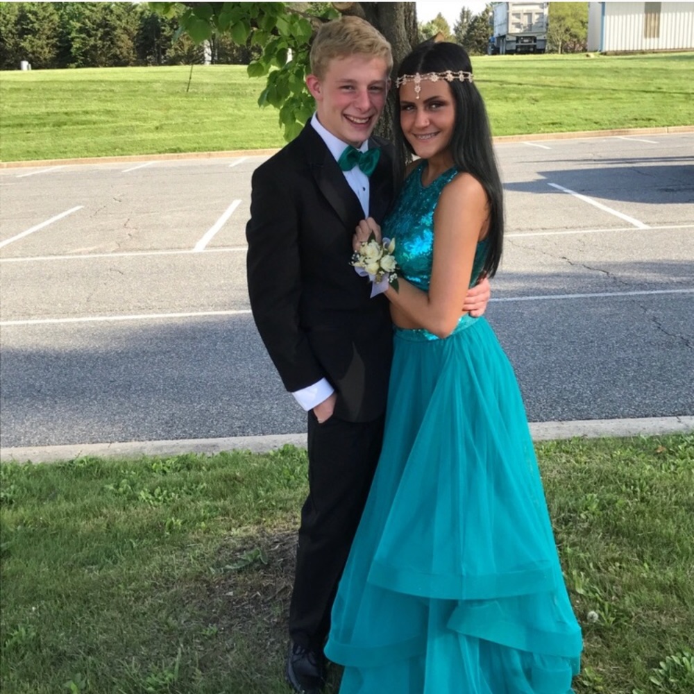 Teal prom dress